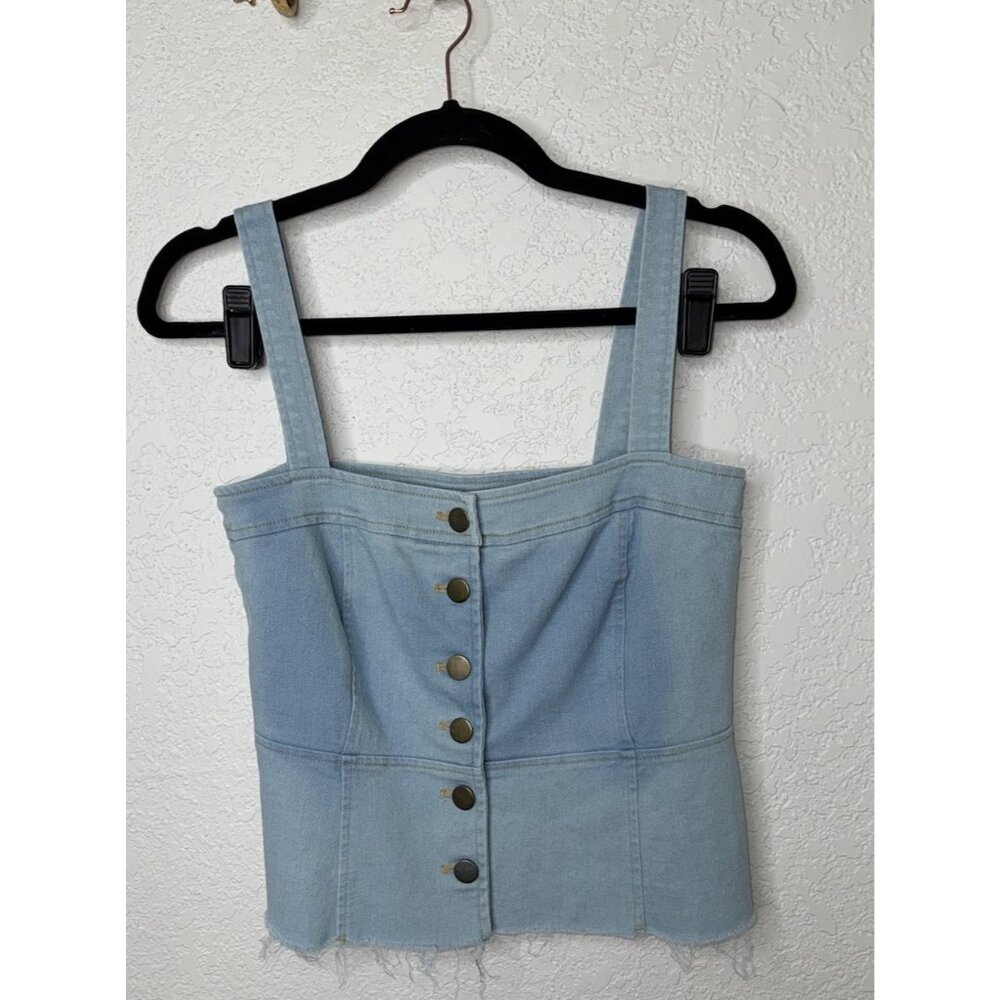 Nomad The Label Top Small Womens Shirt Chambray Denim Button Front Tank 1C